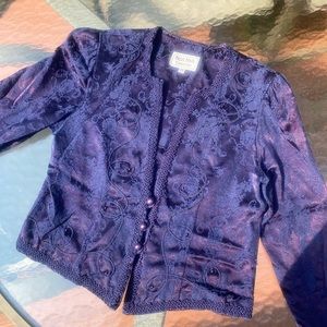vintage 80s silk blazer in navy blue